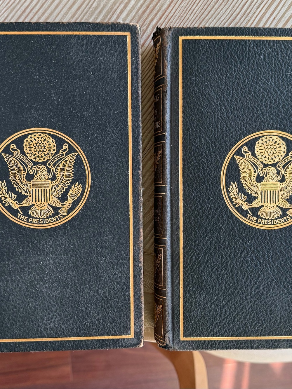 Leather-Bound Book Set with Gold Presidential Emblem - Black
